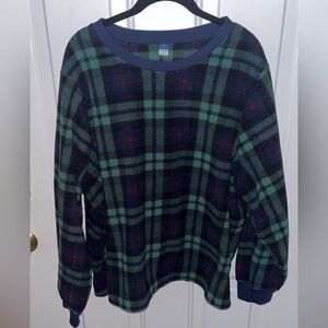 Old Navy Green and Blue Plaid Sweatshirt